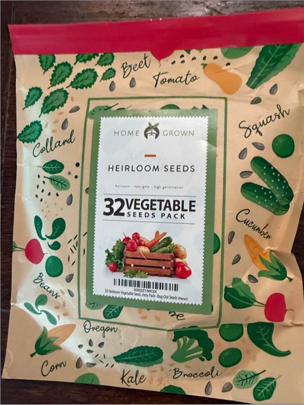 Home Grown Heirloom 32 Vegetable Seeds Pack - Cream & Green